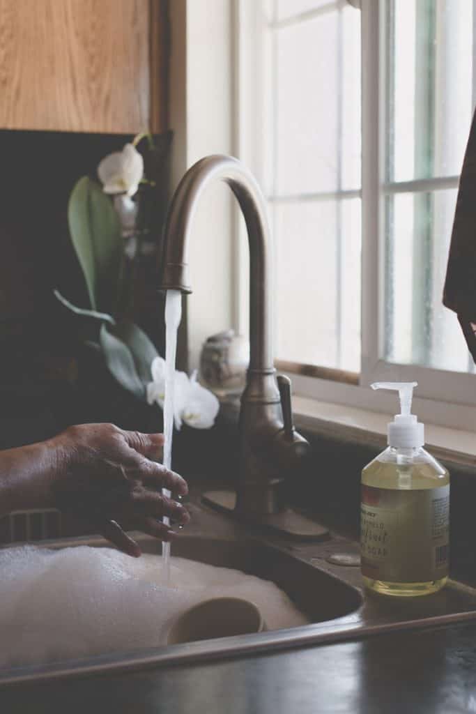 keep soap water in sink. Tip to simplify dinner time