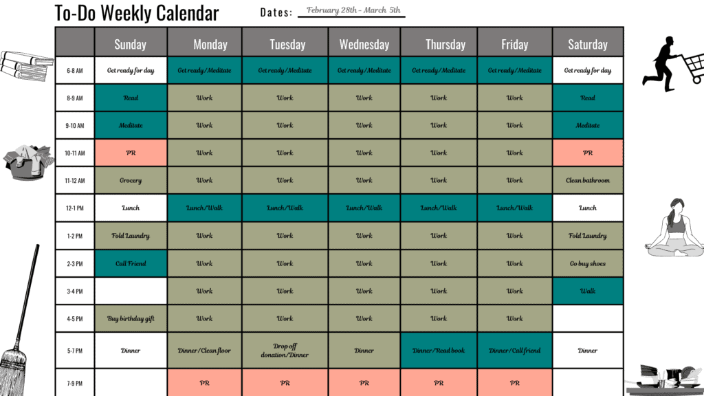 How to stop feeling overwhelmed calendar example