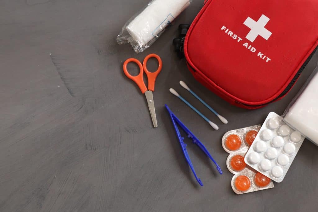 A first aid kit which is a travel essential for sure