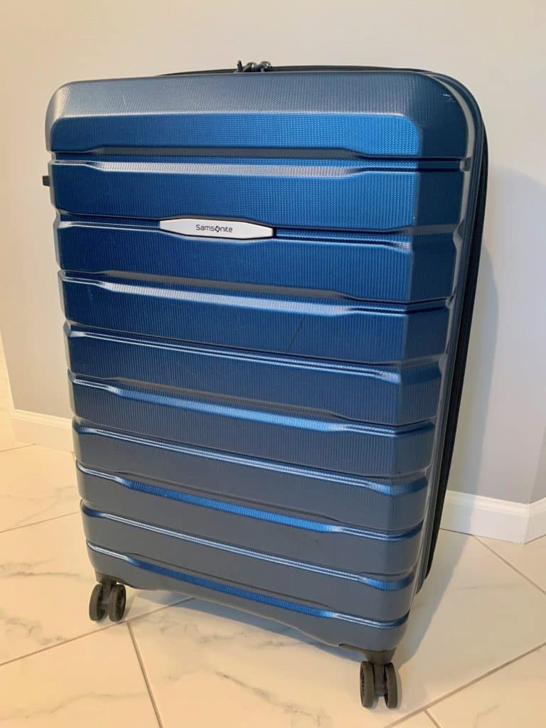 Blue Samsonite luggage