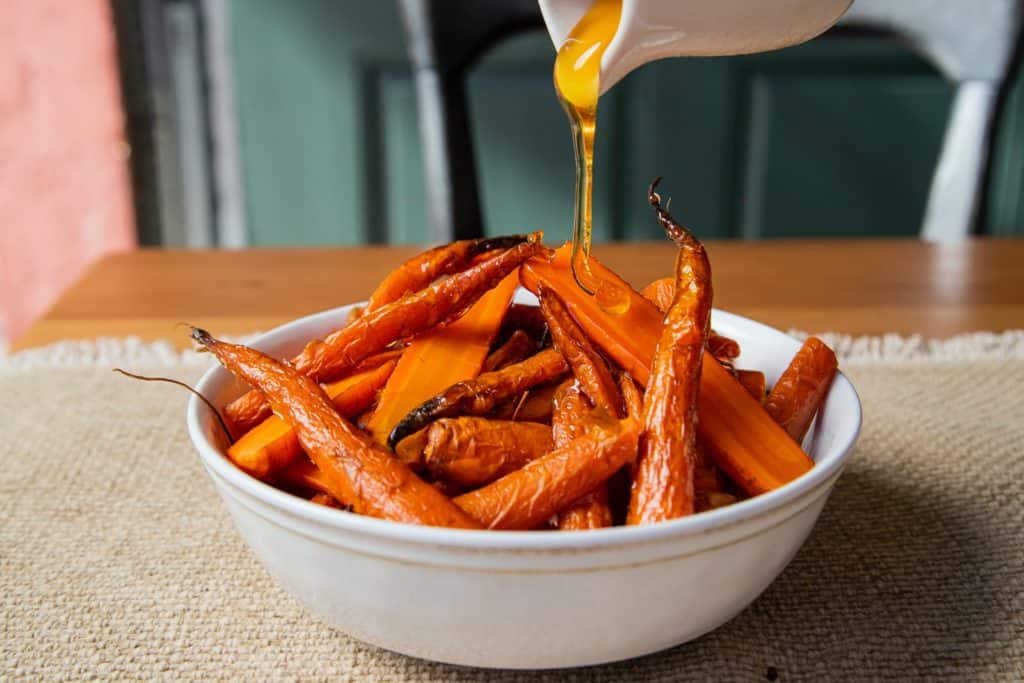 amazing winter season vegetable, a bowl of roasted carrots