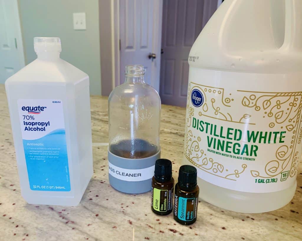 Rubbing alcohol, vinegar and essential oils