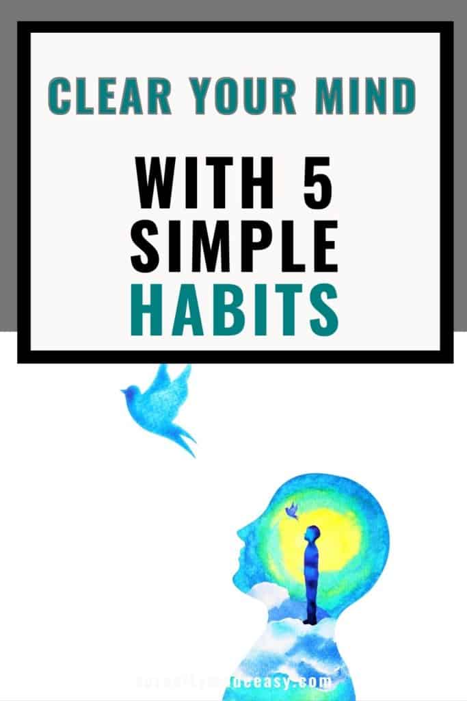 Clear your mind with 5 simple habits with a watercolor image of a person and a bird flying freely