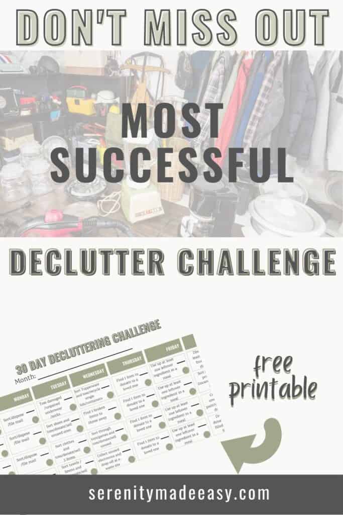 Declutter challenge with free printable and a very messy house image