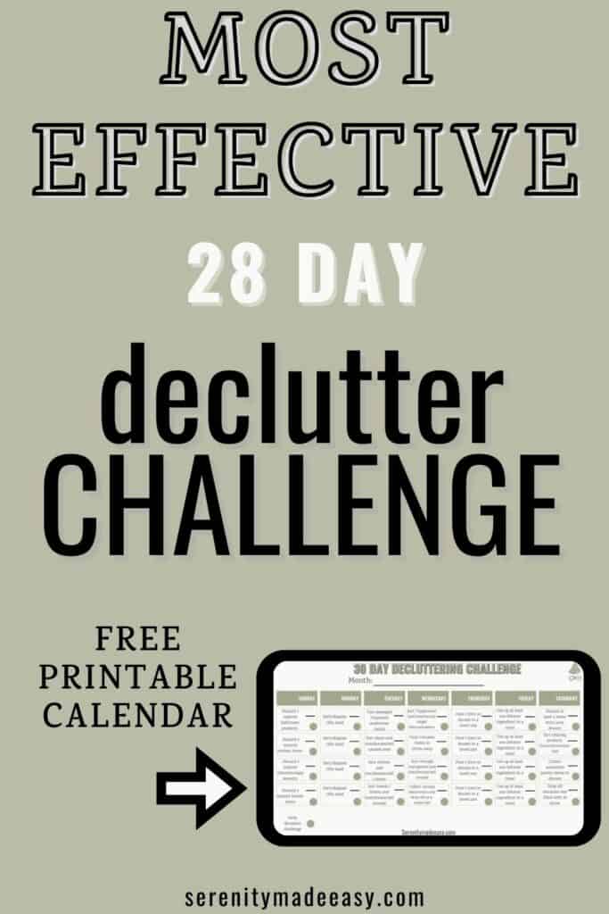 Most effective 28-day declutter challenge with free printable calendar