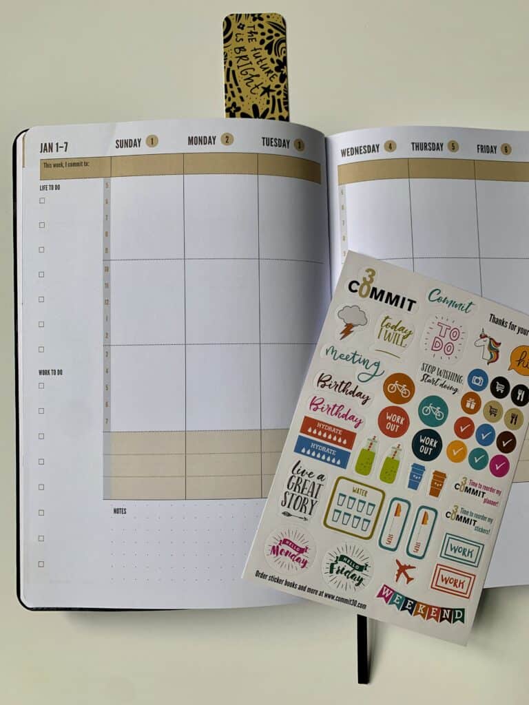 The inside of the Commit30 planner