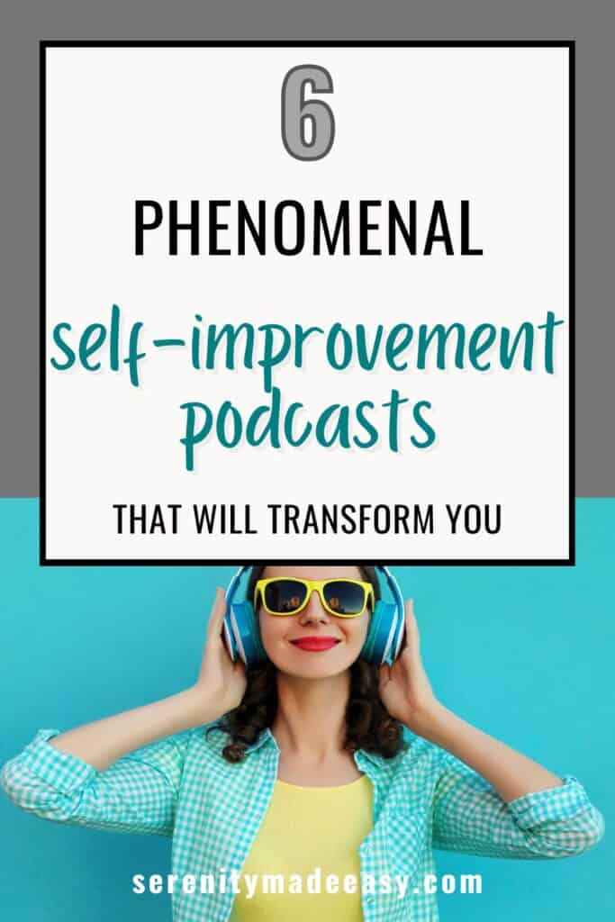6 phenomenal self-improvement podcasts that will transform you - a happy women listening to something with headphones