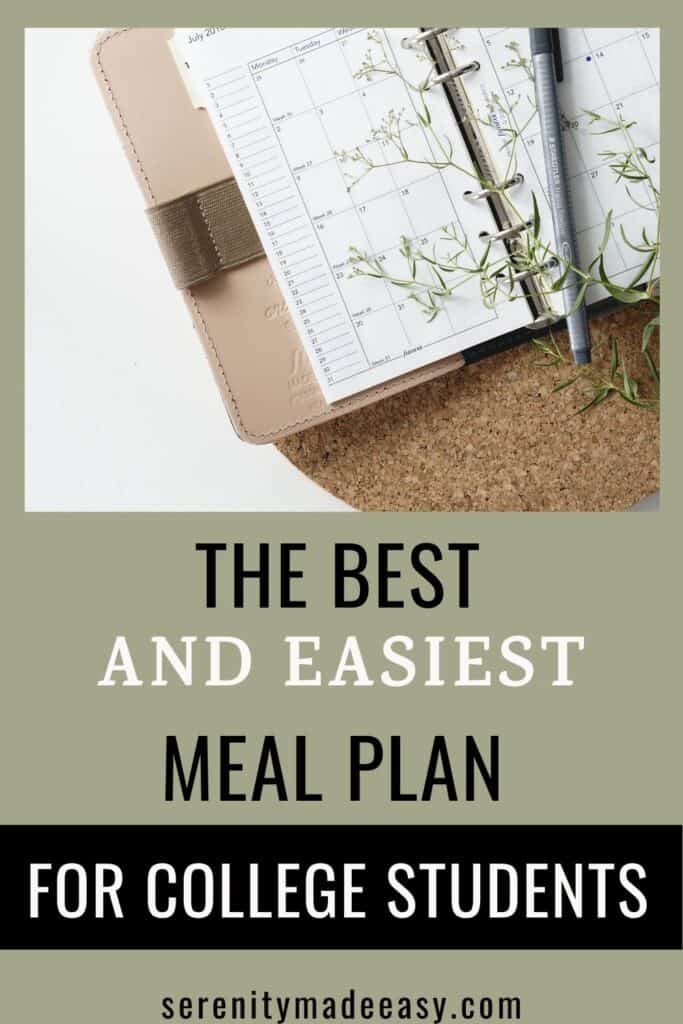 The best and easiest college student meal plan with an image of a notebook