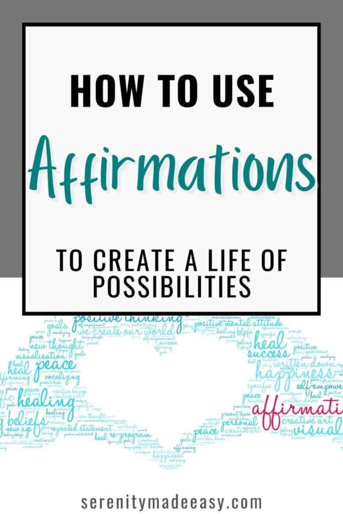 How to use affirmations to create a life of possibilities with a word cloud of positive words