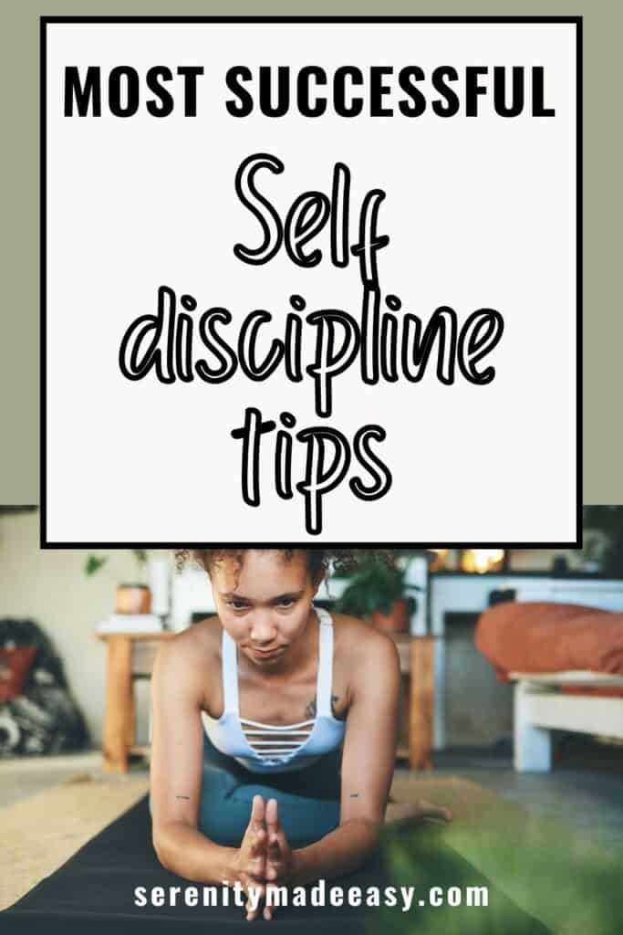 Woman doing a plank with caption saying Most successful self-discipline tips