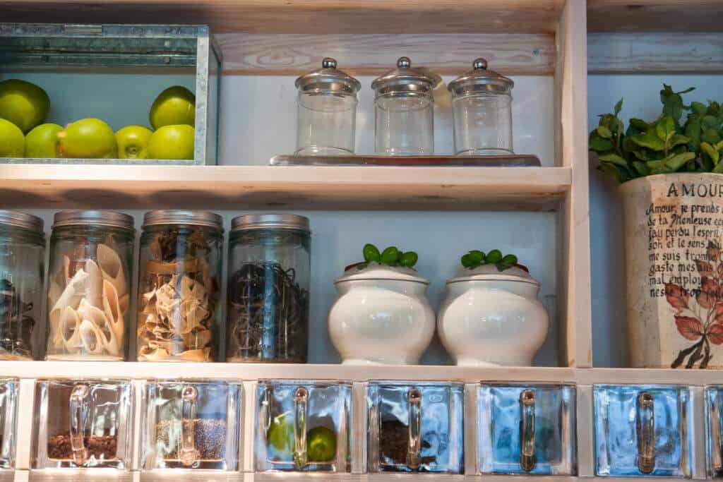 Beautiful classical kitchen shelves and spices rack