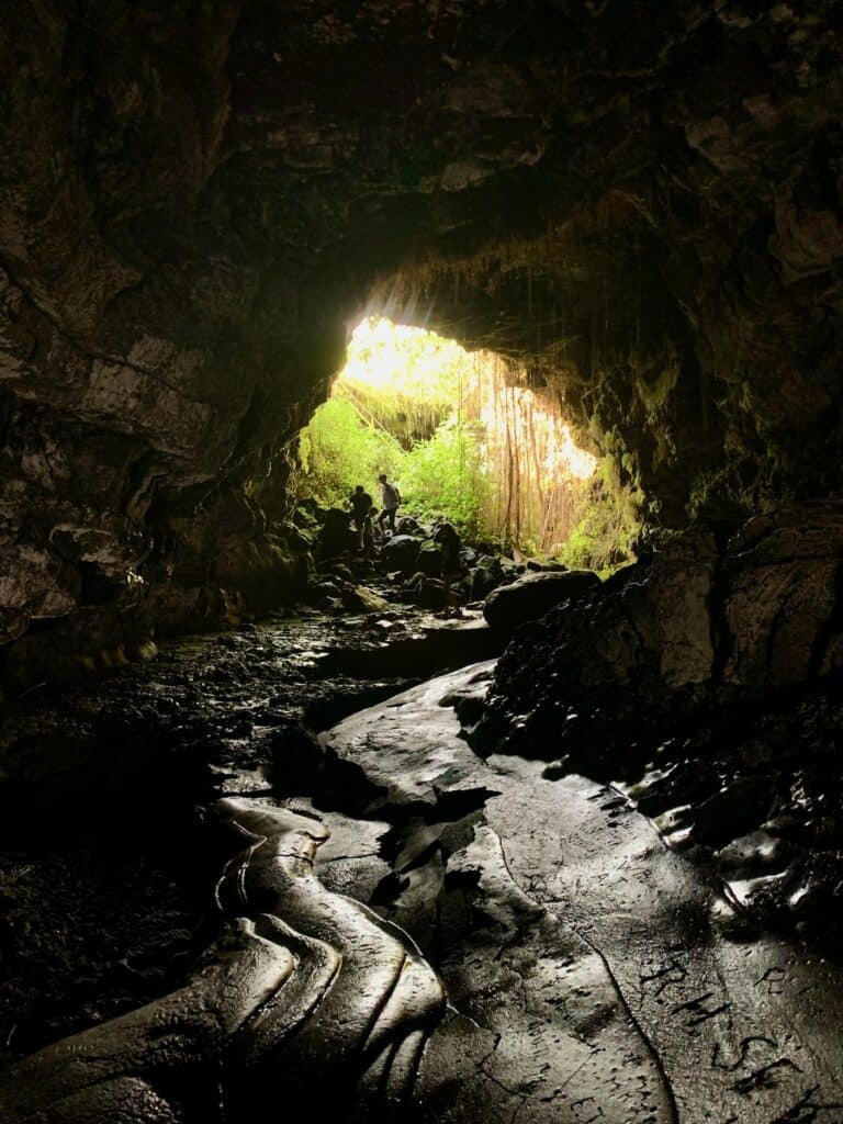 beautiful image of volcanic rocks inside the Kaumana caves in Hilo Hawaii