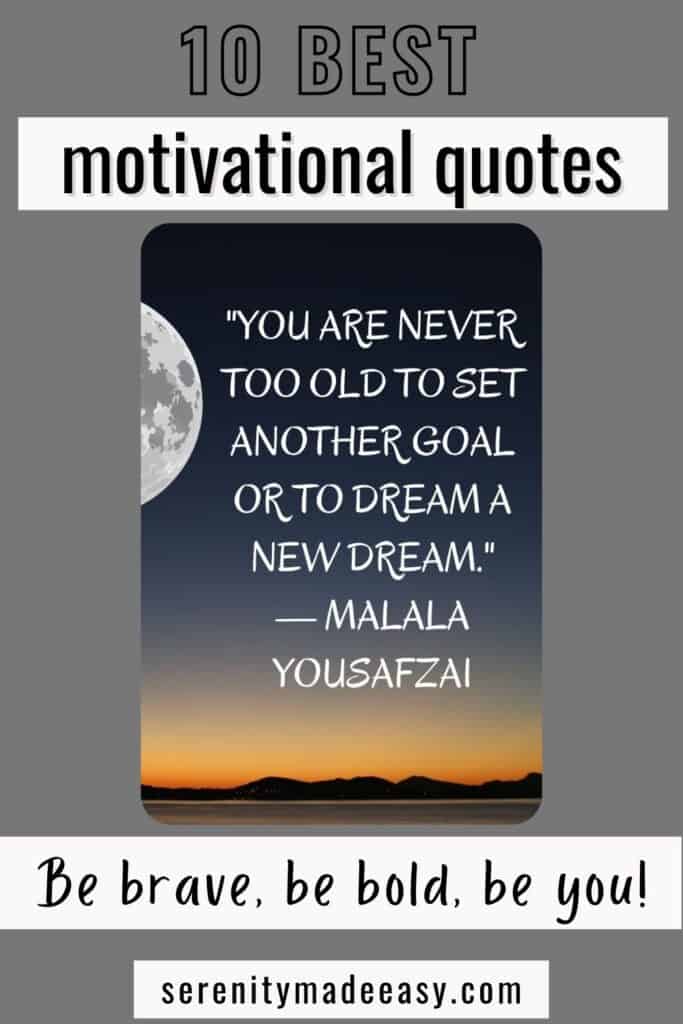 10 best motivational quotes with an image of a quote and a moon.