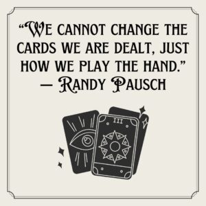 Motivational quote with image of taro cards