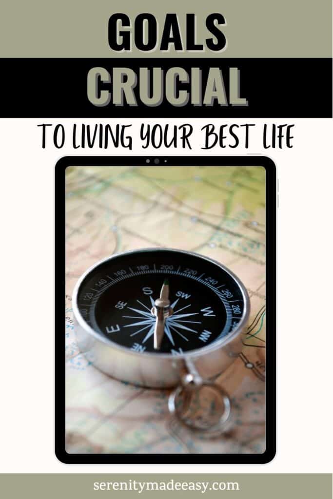 Goals - crucial to living your best life with an image of a compass.