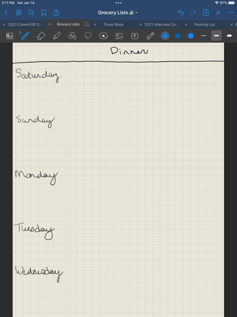 meal planning template