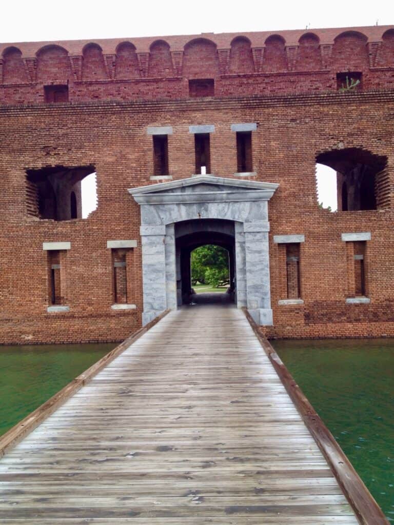 A bridge leading to the entrance of the fort at Dry Tortugas.