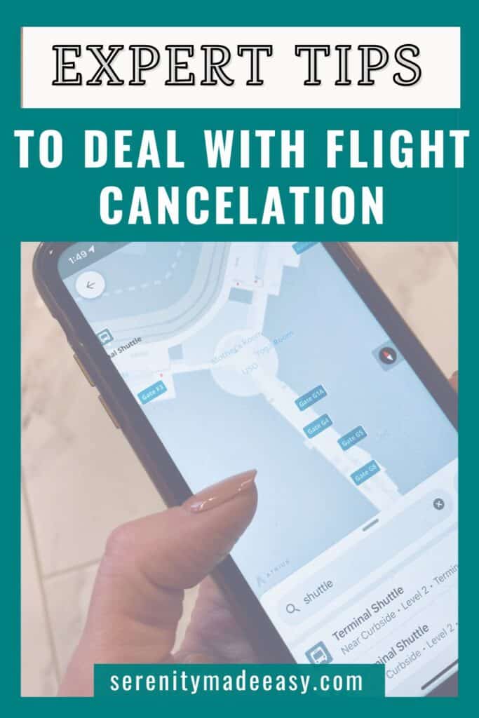 Air travel tips with an image of someone holding a smart phone looking at an airport map.