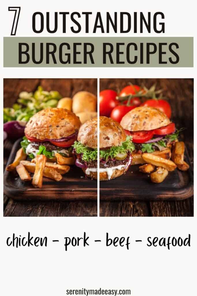 3 gourmet burgers with lettuce and tomatoes along with some fries