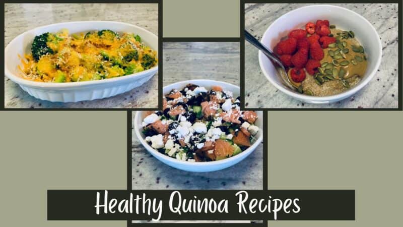Images of 3 healthy quinoa recipes