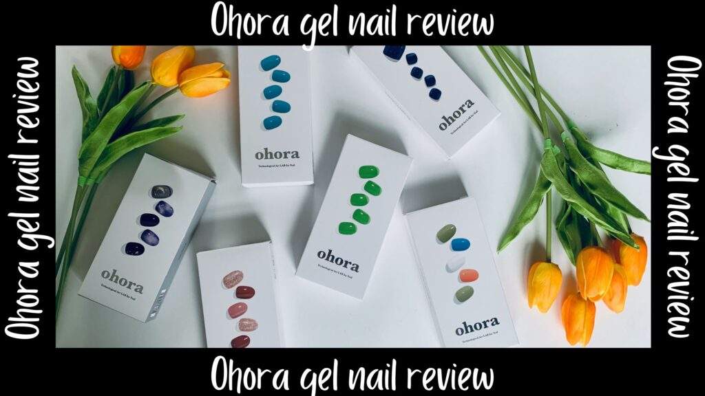 Several boxes of Ohora gel nails and some orange tulips