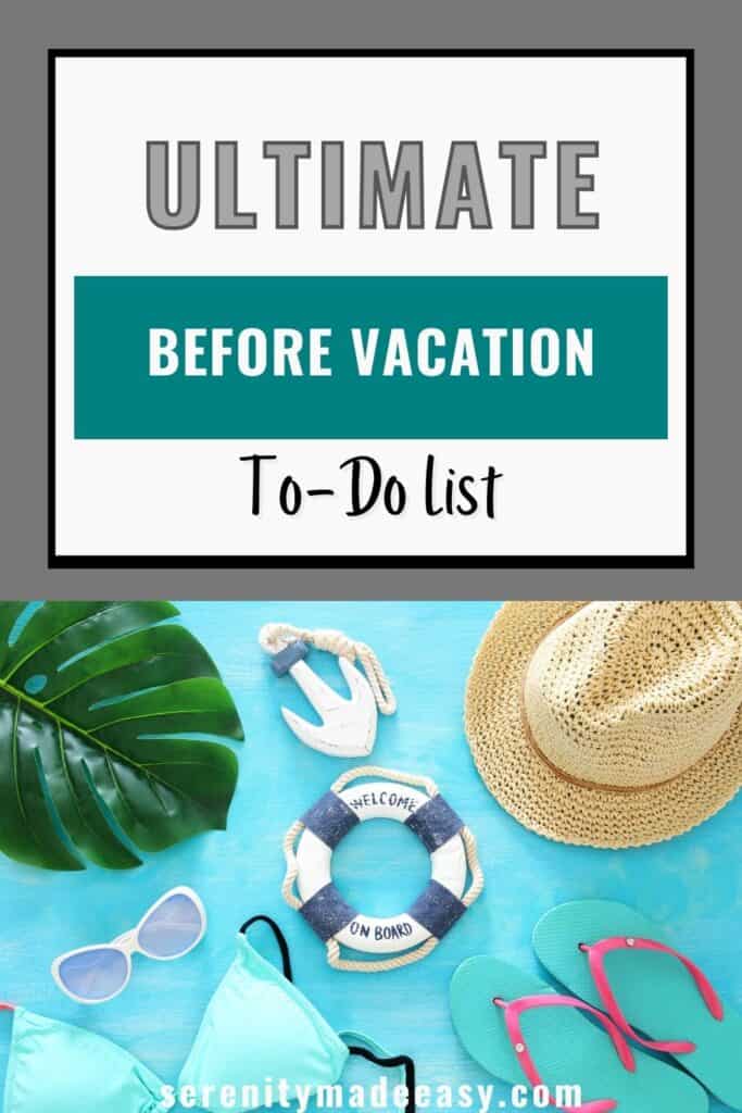 Tropical vacation and summer travel images with sea lifestyle objects. Top view with a title saying before vacation to-do list.