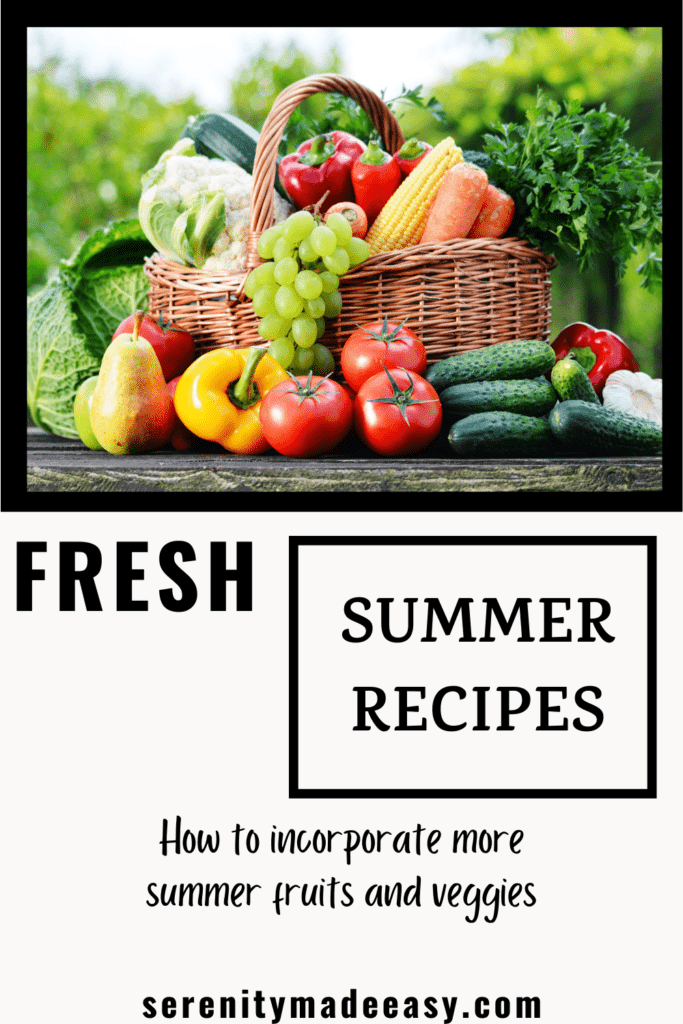 A basket full of fresh summer vegetables and fruits to make tons of fresh summer recipes