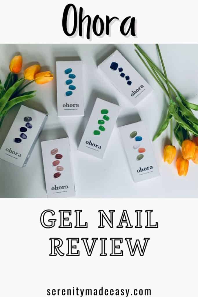 Several boxes of Ohora gel nails and pretty orange tulips.