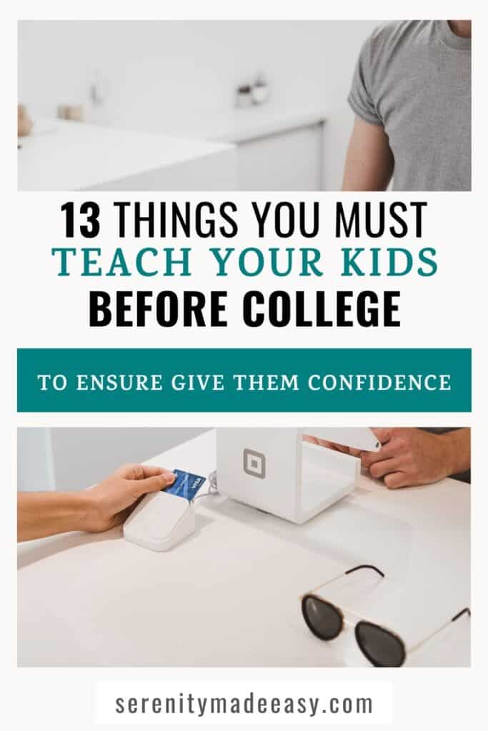 A person paying with a credit card - 13 things to teach your kids before college