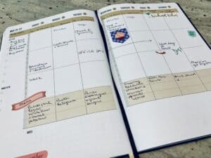 A planner updated for the upcoming week