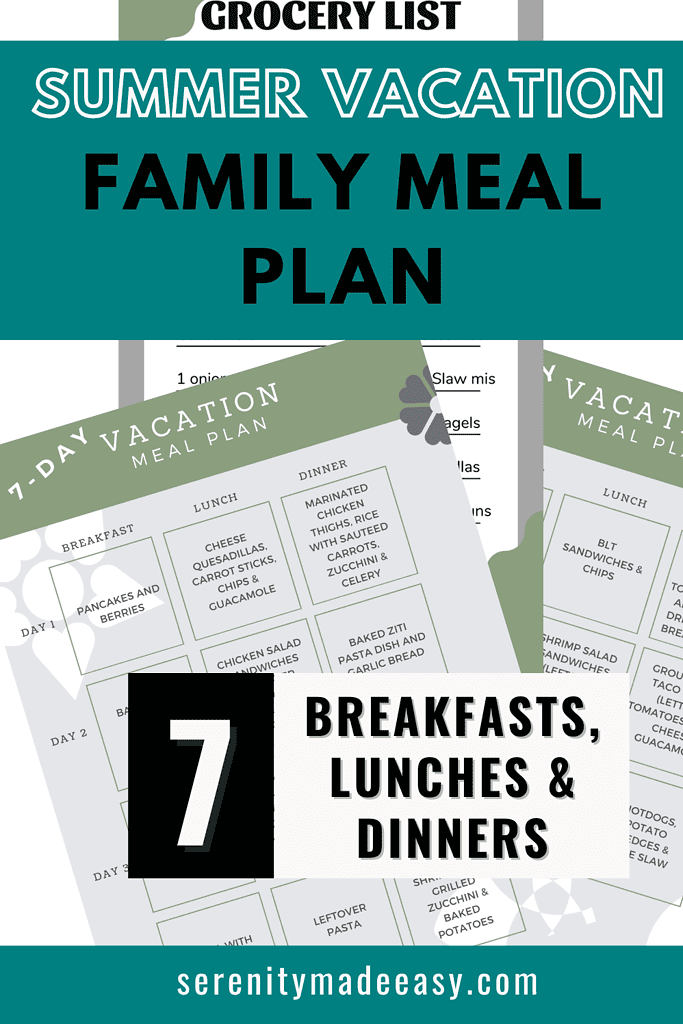 Summer vacation family meal plan