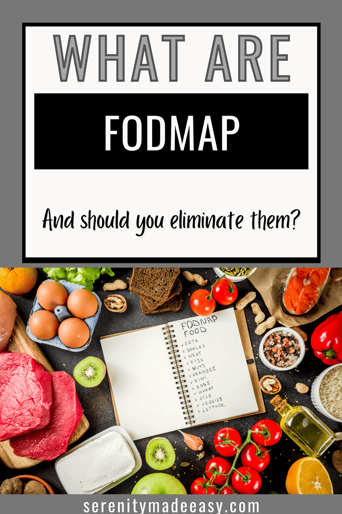 What are FODMAPs and should you eliminate them with a photo of a notebook and lots of food items around it.