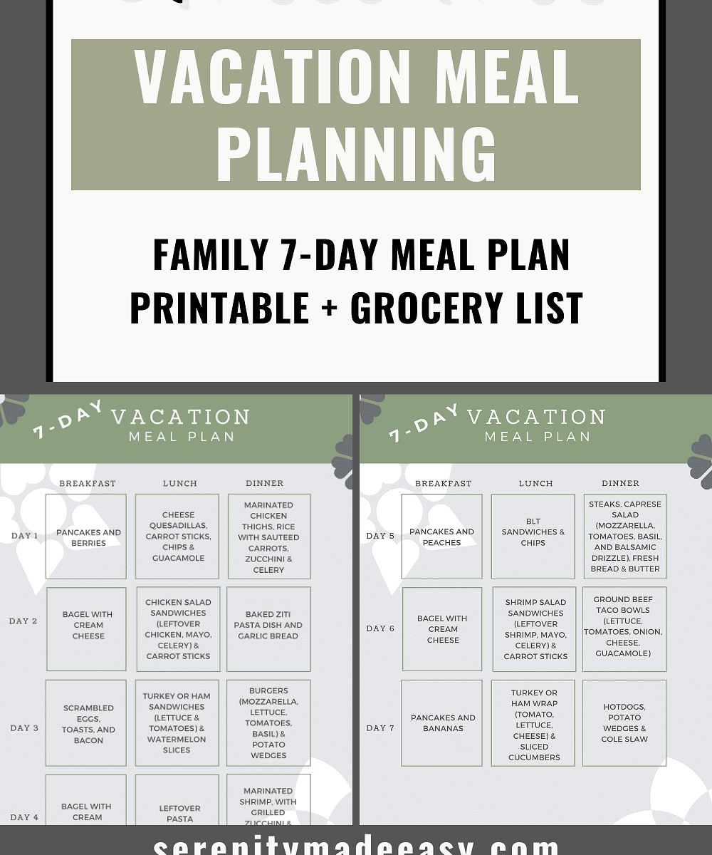 Easy Summer vacation meal plan for a family of 4 - Serenity Made Easy