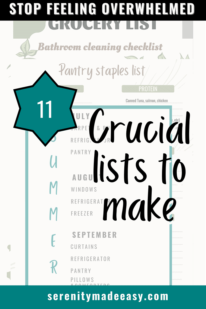 Several faded images of important lists to make