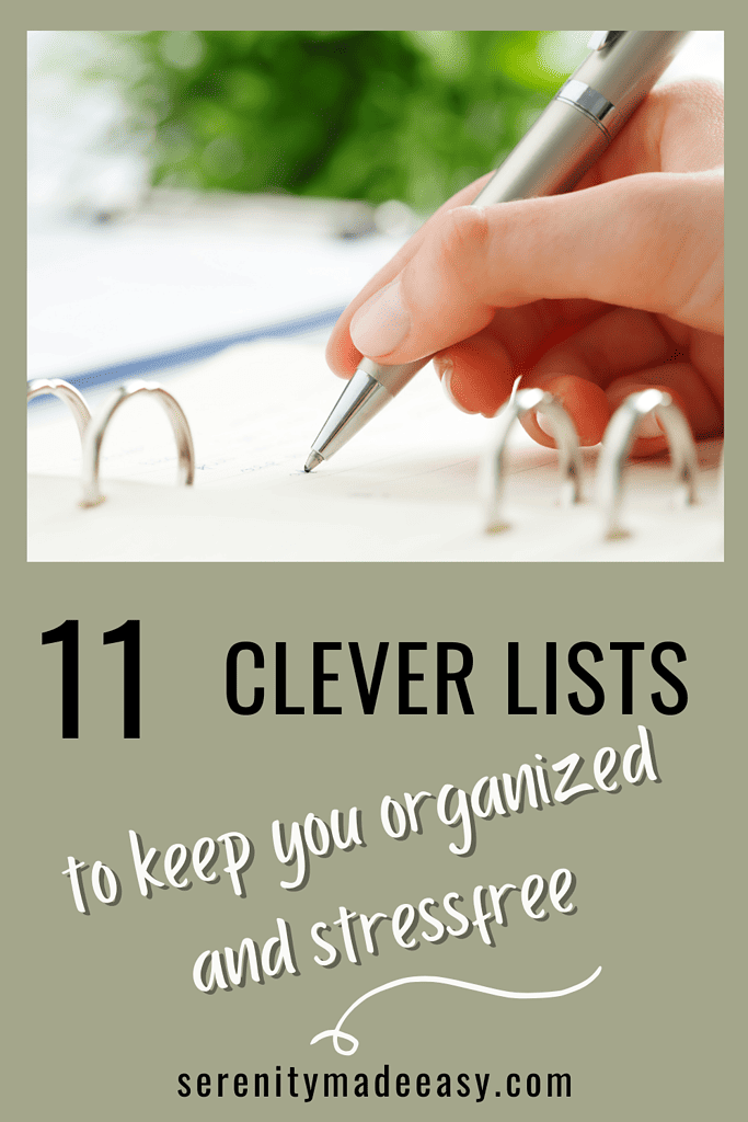 11 types of lists to make showing a woman's hand writing a list