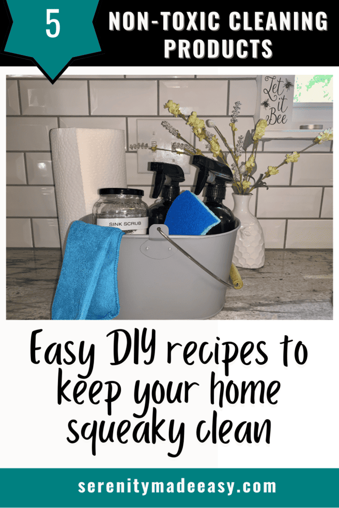 A basket full of non-toxic cleaning products diy