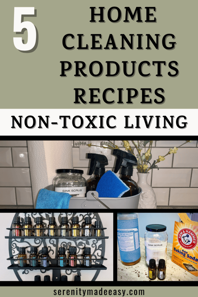 A basket full of non-toxic cleaning products