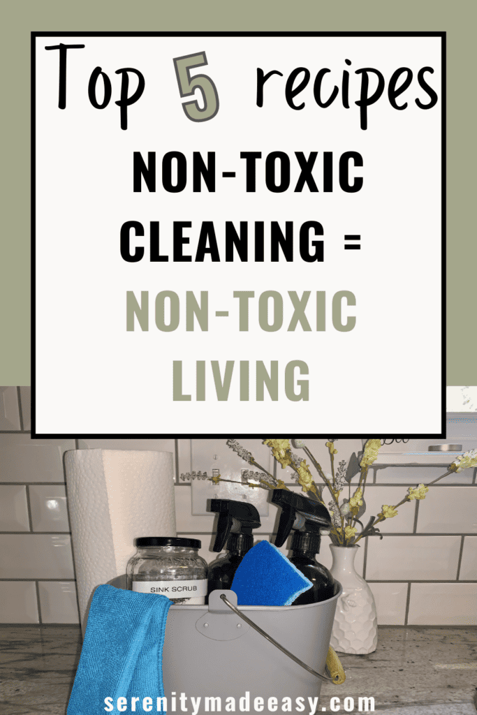 A basket full a non-toxic diy cleaning products