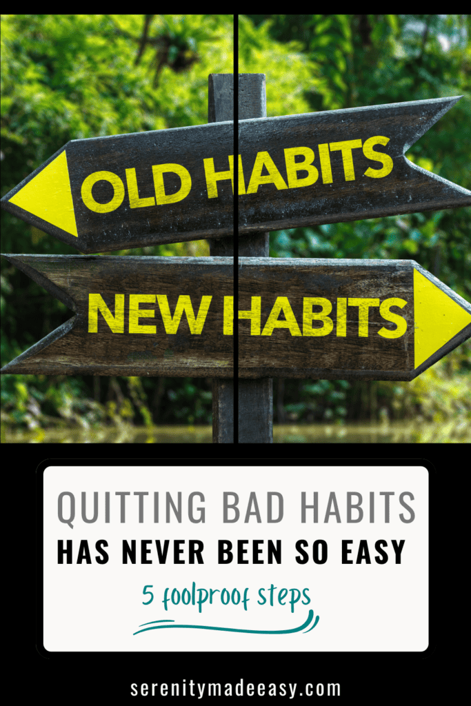 Two arrows: one with the words old habits, one with new habits pointing in different directions.