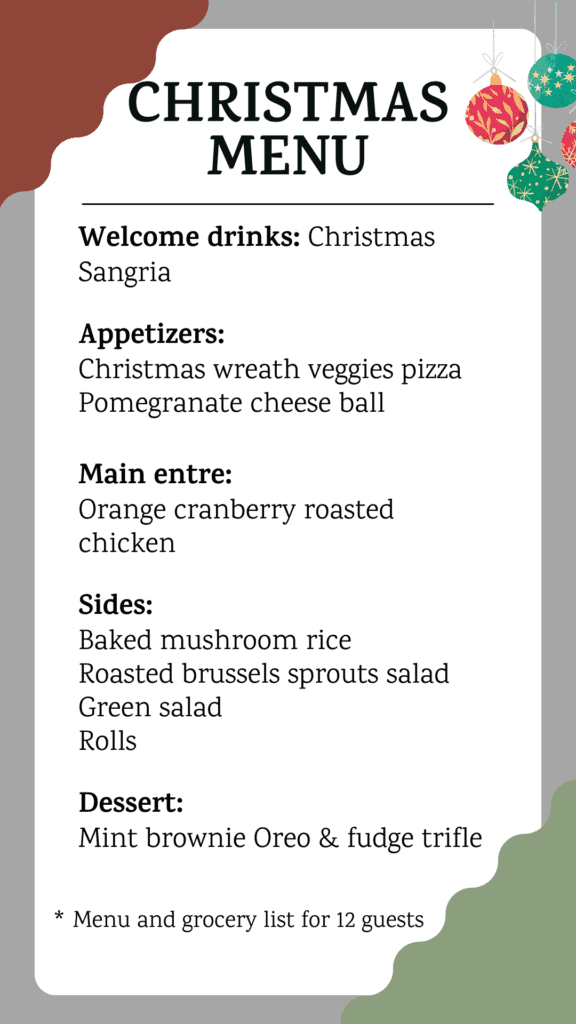 Christmas Chicken menu