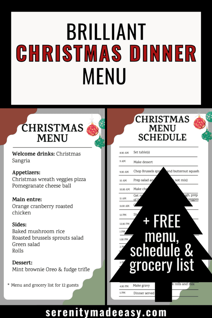 A Christmas menu and a Christmas menu schedule.