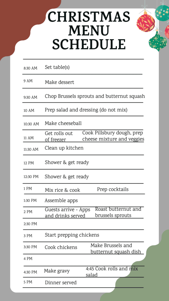 A schedule to execute the perfect Christmas chicken menu