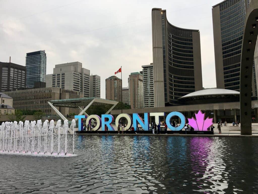 The iconic Toronto sign in downtown Toronto