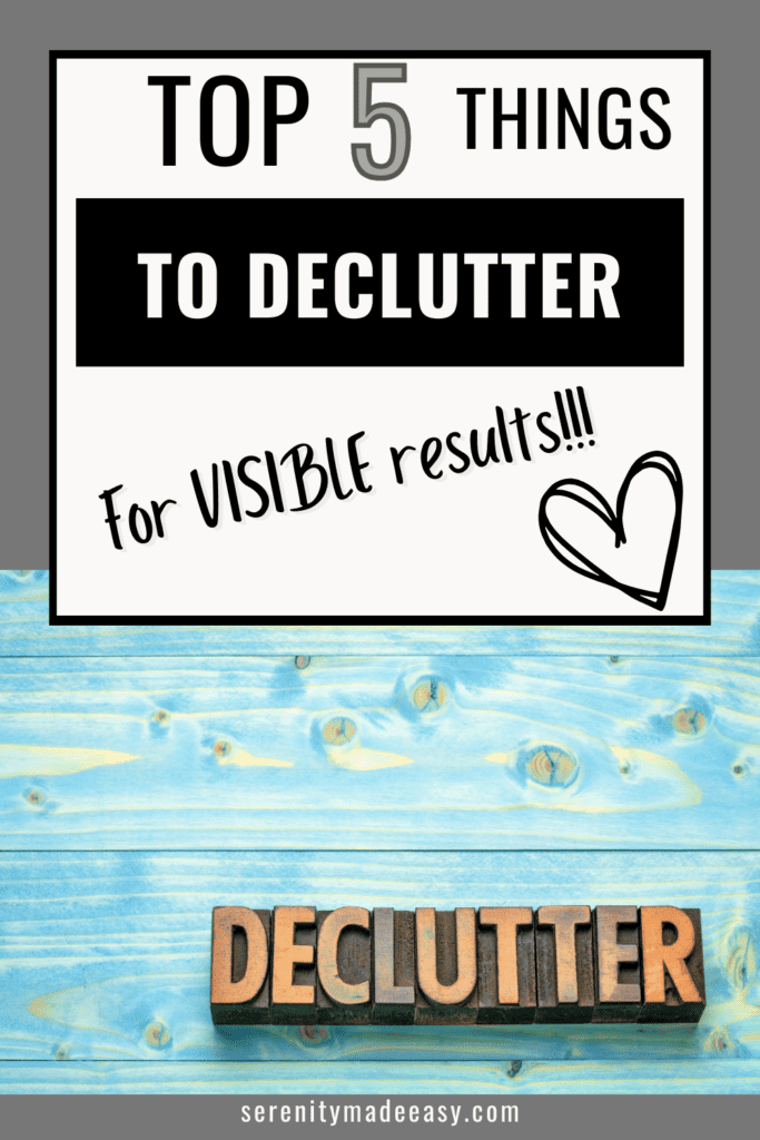 Wood word saying "declutter"