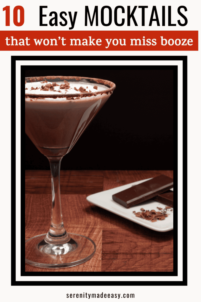 A decadent looking chocolate espresso martini, an easy mocktail