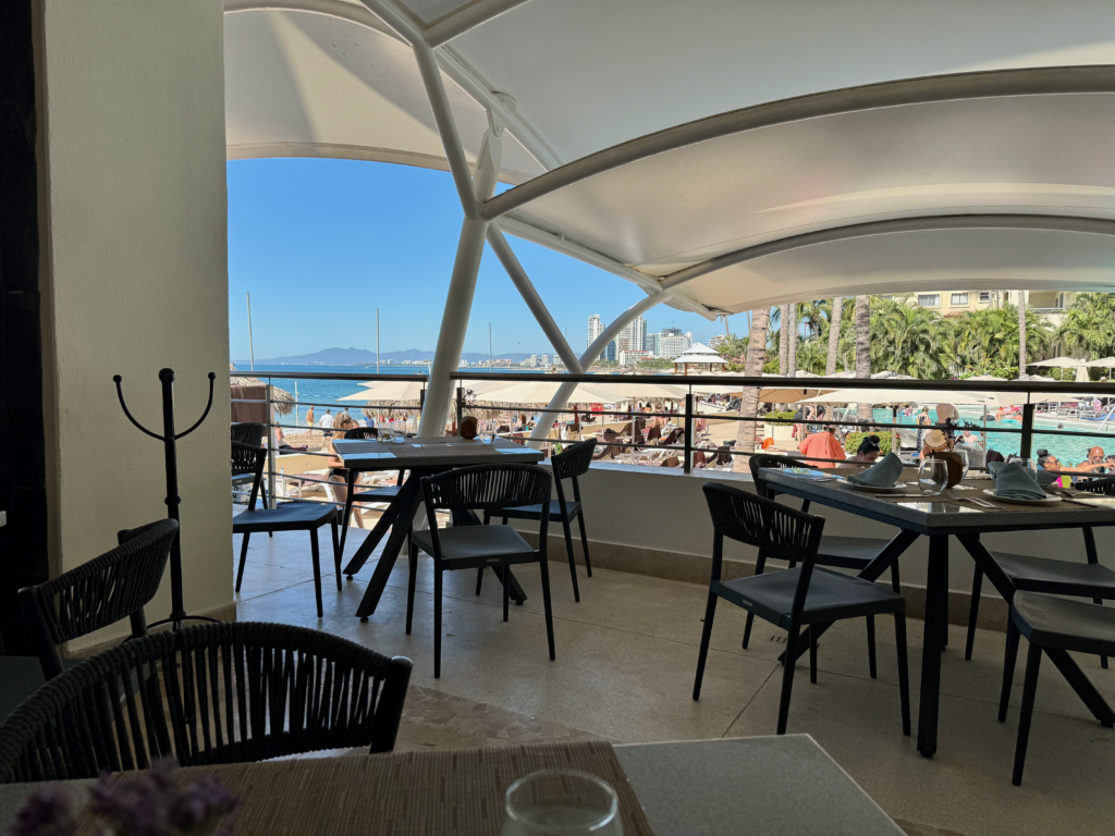 tables and chairs in a restaurant 