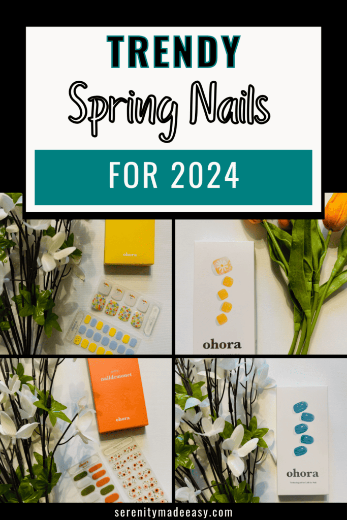 4 photos of different sticker nail gel kits for the perfect Spring Nails.