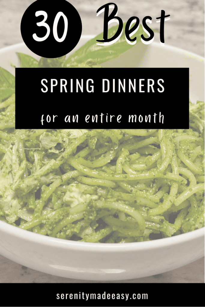 A faded image of linguine with covered in green spinach pesto for a fabulous Spring dinner.