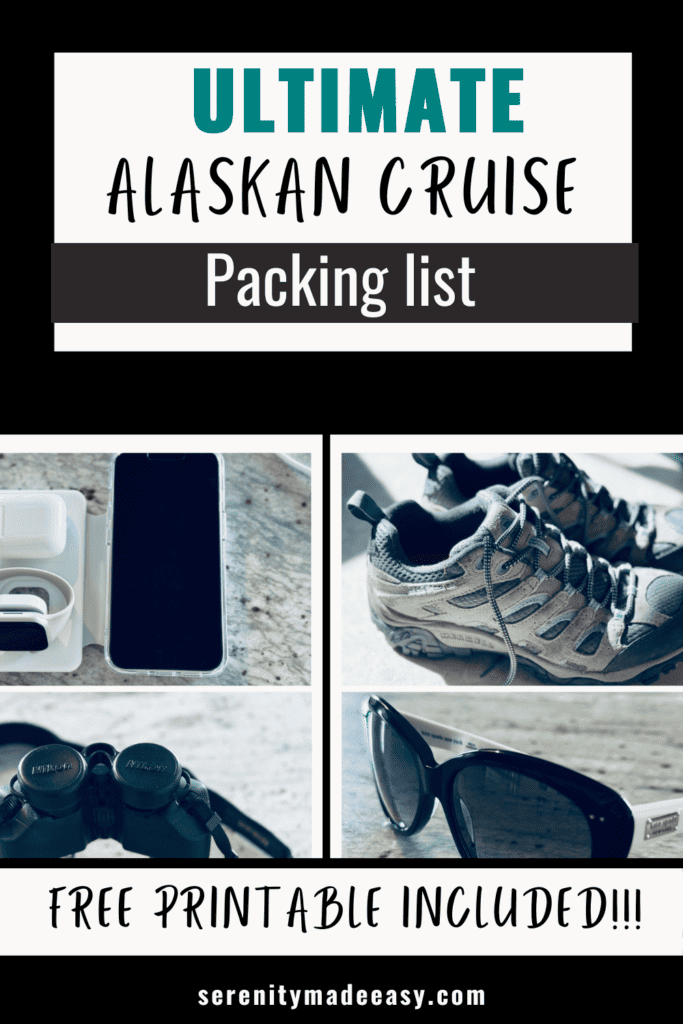 Photos of essential items to pack for an Alaskan cruise