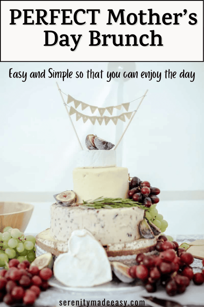 A delicious looking cheese tower with grapes. Perfect Mother's Day food.